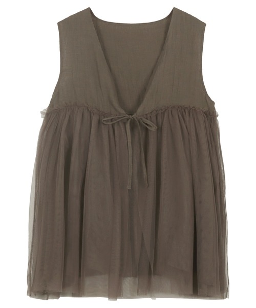 KOBE LETTUCE（コウベレタス）の「ガーゼチュールジレ（ベスト・レディース・グレイッシュベージュ/ブラウン系/ブラック・M）」の11枚目の写真