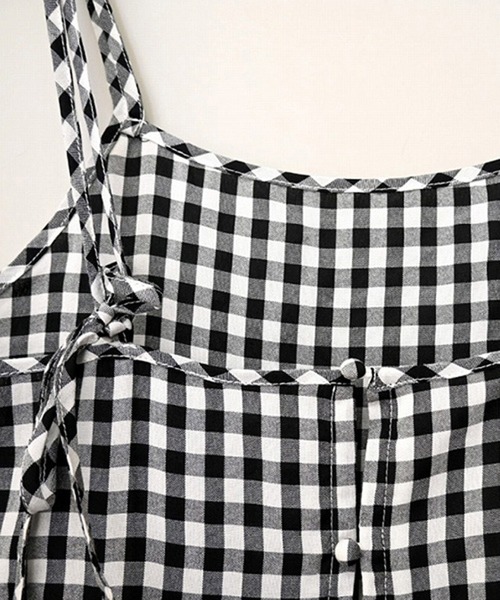STYLEBLOCK（スタイルブロック）の「先染めギンガムチェックカッティングキャミワンピース（ワンピース・レディース・ブラック/ブルー/グリーン/ピンク・M）」の9枚目の写真