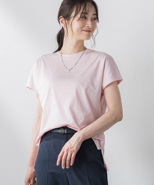 LAUTREAMONT（ロートレアモン）の「マスタリーハイゲージスムースカットソー≪洗濯機で洗える≫（Tシャツ/カットソー・レディース・ブラック/カーキ/ホワイト/ピンク/ネイビー/オレンジ・9号）」の6枚目の写真