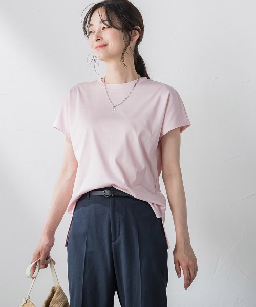 LAUTREAMONT（ロートレアモン）の「マスタリーハイゲージスムースカットソー≪洗濯機で洗える≫（Tシャツ/カットソー・レディース・ブラック/カーキ/ホワイト/ピンク/ネイビー/オレンジ・9号）」の7枚目の写真