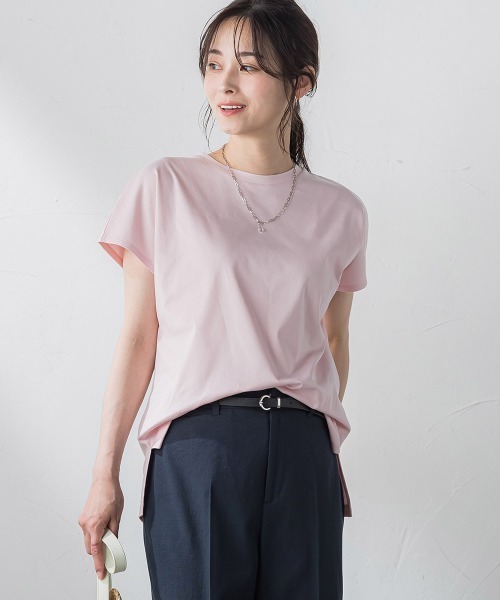 LAUTREAMONT（ロートレアモン）の「マスタリーハイゲージスムースカットソー≪洗濯機で洗える≫（Tシャツ/カットソー・レディース・ブラック/カーキ/ホワイト/ピンク/ネイビー/オレンジ・9号）」の14枚目の写真