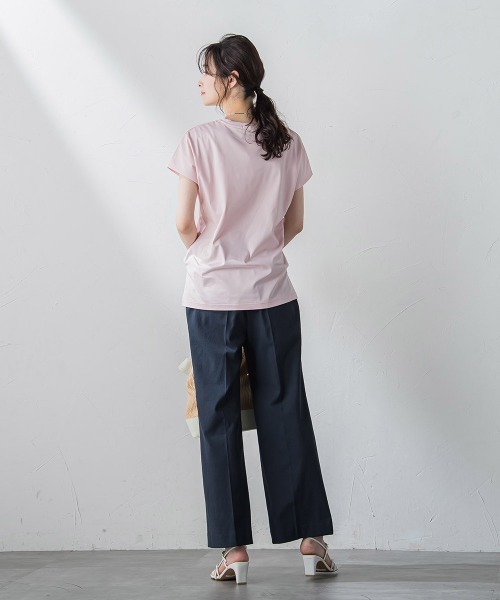 LAUTREAMONT（ロートレアモン）の「マスタリーハイゲージスムースカットソー≪洗濯機で洗える≫（Tシャツ/カットソー・レディース・ブラック/カーキ/ホワイト/ピンク/ネイビー/オレンジ・9号）」の10枚目の写真