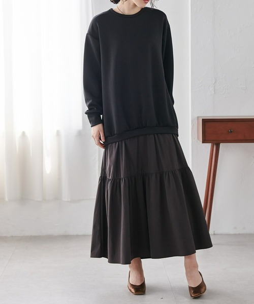 RANAN(ラナン)の「ティアードドッキングワンピース(ワンピース・レディース・ブラック/ネイビー/ベージュ・LL/M/L)」の14枚目の写真