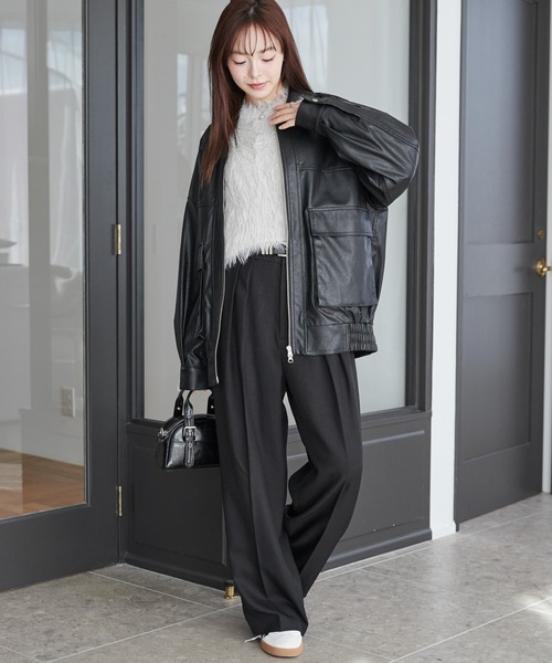 WEGO（ウィゴー）の「WEGO/【セットアップ対応】ヴィンテージライクフェイクレザーブルゾン（ブルゾン・レディース・グレー/ダークブラウン/ブラック・MEDIUM/SMALL）」の22枚目の写真