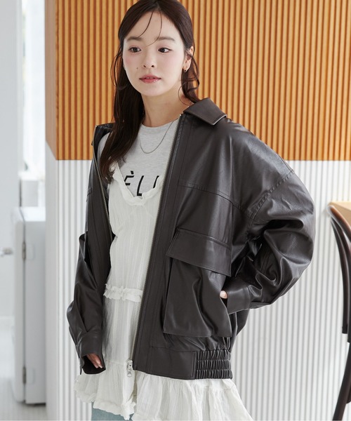 【Spielio】ヴィンテージライク合皮ブルゾン Spielio（シュピーリオ）の「【Spielio】vintage like blouson