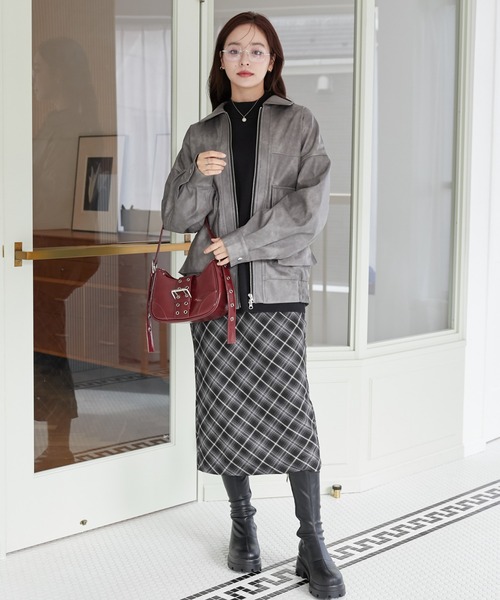 WEGO（ウィゴー）の「WEGO/【セットアップ対応】ヴィンテージライクフェイクレザーブルゾン（ブルゾン・レディース・グレー/ダークブラウン/ブラック・MEDIUM/SMALL）」の7枚目の写真