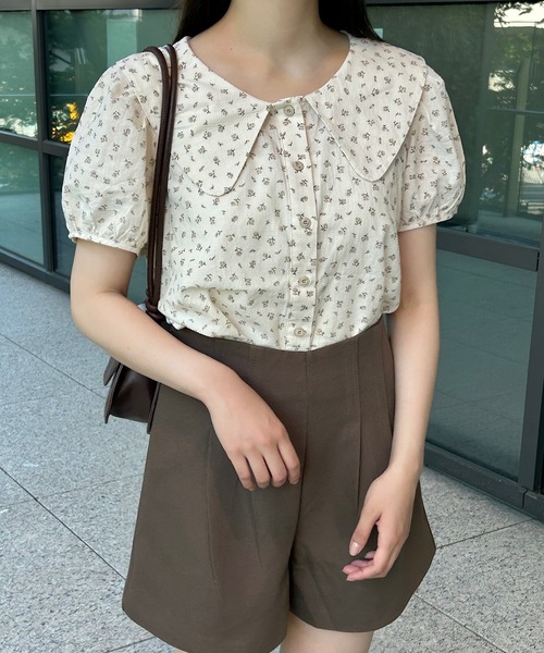 Cham.(チャム)の「ビッグカラー花柄ブラウス(シャツ/ブラウス・レディース・ブラウン/ベージュ・F)」の18枚目の写真