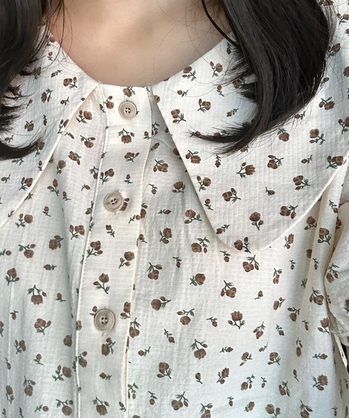Cham.(チャム)の「ビッグカラー花柄ブラウス(シャツ/ブラウス・レディース・ブラウン/ベージュ・F)」の21枚目の写真