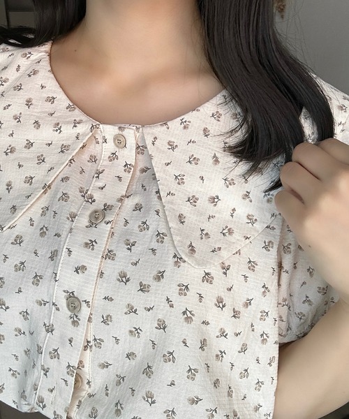 Cham.(チャム)の「ビッグカラー花柄ブラウス(シャツ/ブラウス・レディース・ブラウン/ベージュ・F)」の22枚目の写真