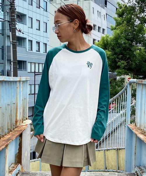 ROXY(ロキシー)の「ROXY/ロキシー ラグランロンT RLT244040(Tシャツ/カットソー・レディース・ネイビー/ブラウン/グリーン・L/M)」の8枚目の写真