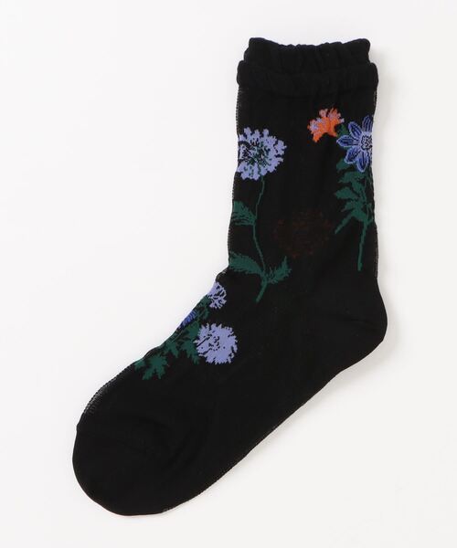 SUPER HAKKA（スーパーハッカ）の「ボタニカルアートシアージャカードソックス（ソックス/靴下・レディース・ブラック/オフホワイト/ピンク・FREE）」の3枚目の写真