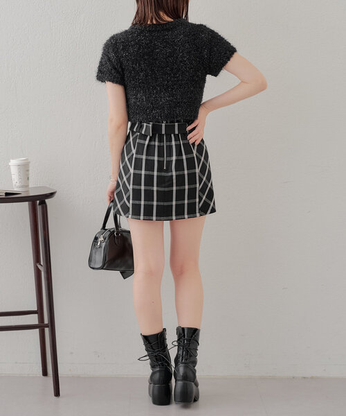 Chico(チコ)の「【ペチパン付】チェック台形ミニスカート(スカート・レディース・グレー系その他2/ベージュ系その他2/ブラック系その他2・FREE)」の6枚目の写真