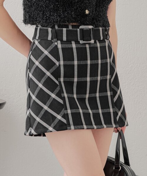 Chico(チコ)の「【ペチパン付】チェック台形ミニスカート(スカート・レディース・グレー系その他2/ベージュ系その他2/ブラック系その他2・FREE)」の10枚目の写真