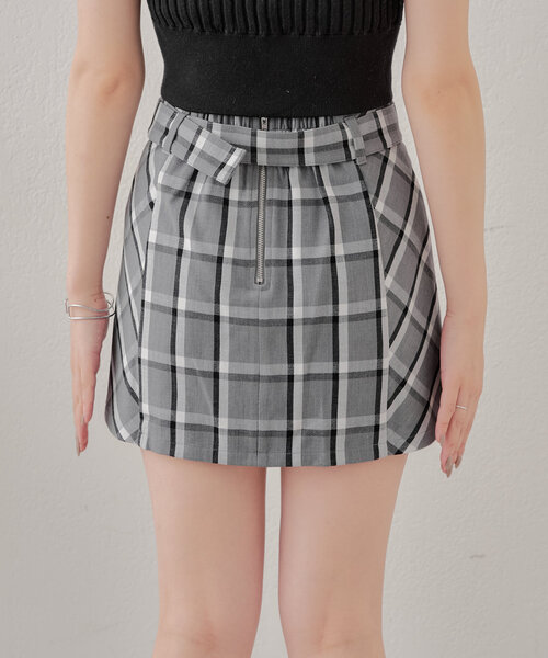Chico(チコ)の「【ペチパン付】チェック台形ミニスカート(スカート・レディース・グレー系その他2/ベージュ系その他2/ブラック系その他2・FREE)」の15枚目の写真