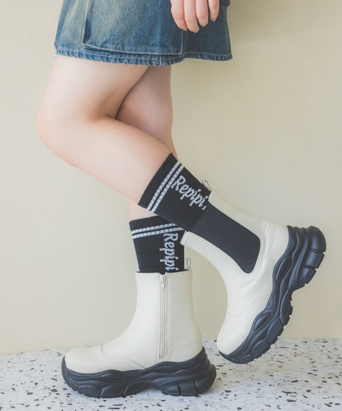 repipi armario(レピピ アルマリオ)の「ミドルタテロゴソックス(ソックス/靴下・キッズ・ホワイト×ブラック/ブラック/ホワイト×シルバー/ホワイト×ライム/ホワイト×ブルー・FREE)」の5枚目の写真