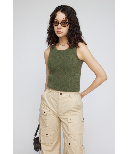 LAGUA GEM（ラグアジェム）の「SHAGGY CROPPED タンクトップ（タンクトップ・レディース・ホワイト/ブラック/カーキ・FREE）」の15枚目の写真