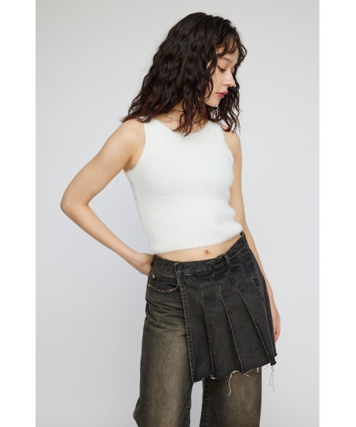 LAGUA GEM（ラグアジェム）の「SHAGGY CROPPED タンクトップ（タンクトップ・レディース・ホワイト/ブラック/カーキ・FREE）」の11枚目の写真