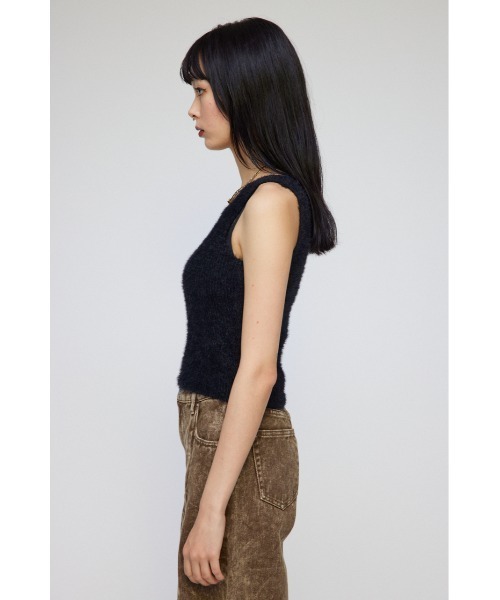 LAGUA GEM（ラグアジェム）の「SHAGGY CROPPED タンクトップ（タンクトップ・レディース・ホワイト/ブラック/カーキ・FREE）」の6枚目の写真