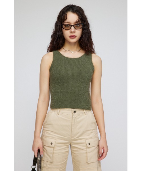 LAGUA GEM（ラグアジェム）の「SHAGGY CROPPED タンクトップ（タンクトップ・レディース・ホワイト/ブラック/カーキ・FREE）」の14枚目の写真