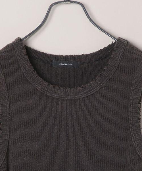 JEANASIS(ジーナシス)の「ブリーチカットリブNSワンピース/141054(ワンピース・レディース・ブラック/グレイッシュベージュ/ライトベージュ・FREE)」の7枚目の写真