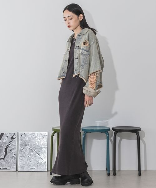 JEANASIS(ジーナシス)の「ブリーチカットリブNSワンピース/141054(ワンピース・レディース・ブラック/グレイッシュベージュ/ライトベージュ・FREE)」の20枚目の写真