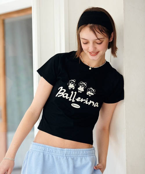 MAZZZZY(マジ―)の「MAZZZZY/ラグランクロップドT(Tシャツ/カットソー・レディース・ホワイト/ブラック・FREE)」の8枚目の写真