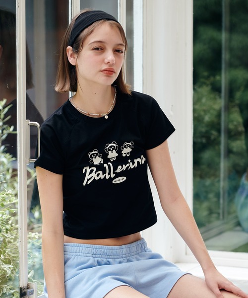 MAZZZZY(マジ―)の「MAZZZZY/ラグランクロップドT(Tシャツ/カットソー・レディース・ホワイト/ブラック・FREE)」の6枚目の写真