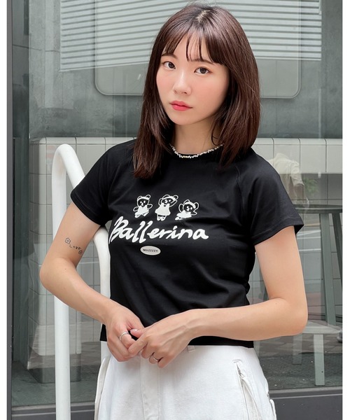 MAZZZZY(マジ―)の「MAZZZZY/ラグランクロップドT(Tシャツ/カットソー・レディース・ホワイト/ブラック・FREE)」の13枚目の写真