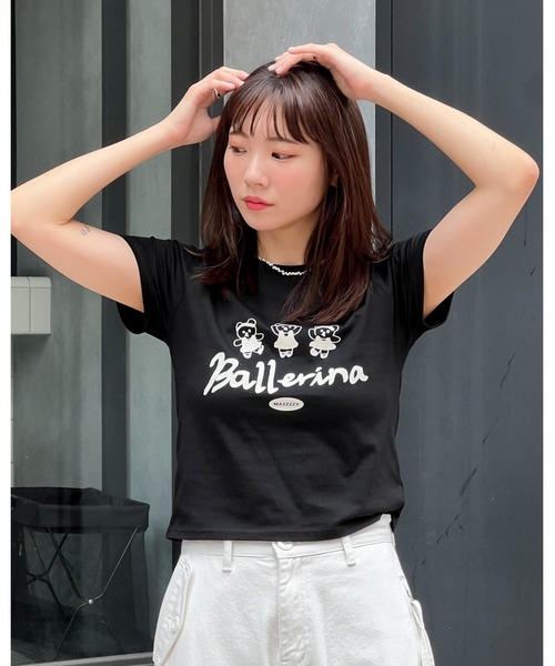 MAZZZZY(マジ―)の「MAZZZZY/ラグランクロップドT(Tシャツ/カットソー・レディース・ホワイト/ブラック・FREE)」の12枚目の写真