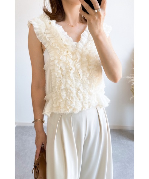 アンティーク　リメイク　クラシック　アイボリー　ブラウス トップス ボリューム ギャザー シフォン ブラウス le reve vaniller 全3色