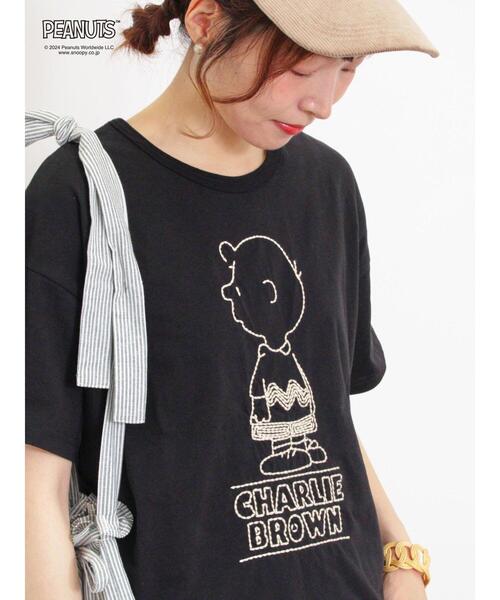 セール】【PEANUTS×Samansa Mos2】刺繍Tシャツ（Tシャツ