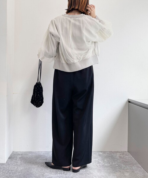 fredy emue（フレディエミュ）の「チュールレイヤードニットカーディガン（カーディガン/ボレロ・レディース・アイボリー/ベージュ/チャコールグレー・38）」の10枚目の写真