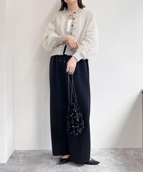 fredy emue（フレディエミュ）の「チュールレイヤードニットカーディガン（カーディガン/ボレロ・レディース・アイボリー/ベージュ/チャコールグレー・38）」の11枚目の写真