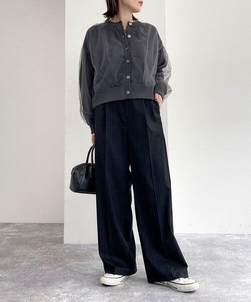 fredy emue（フレディエミュ）の「チュールレイヤードニットカーディガン（カーディガン/ボレロ・レディース・アイボリー/ベージュ/チャコールグレー・38）」の18枚目の写真