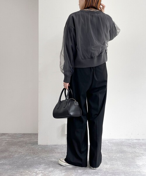 fredy emue（フレディエミュ）の「チュールレイヤードニットカーディガン（カーディガン/ボレロ・レディース・アイボリー/ベージュ/チャコールグレー・38）」の20枚目の写真