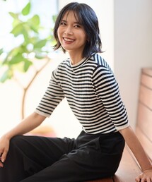 リブボーダーニット