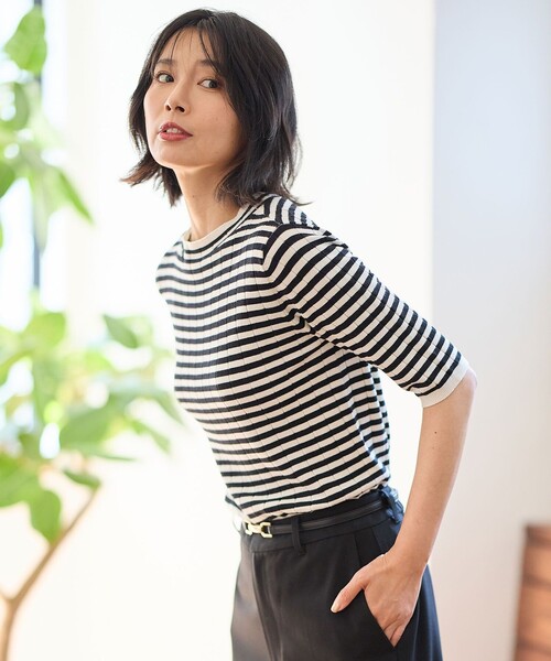 ANY(エニィ)の「リブボーダーニット(ニット/セーター・レディース・ブラック系1/ライトグレー系1・3/2)」の13枚目の写真