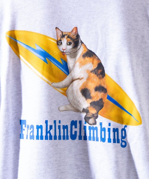 Franklin Climbing(フランクリンクライミング)の「【Franklin Climbing】ねこサーフボード クルーネック プリントスウェット(スウェット・メンズ・ネイビー/アッシュグレー・M/L)」の18枚目の写真