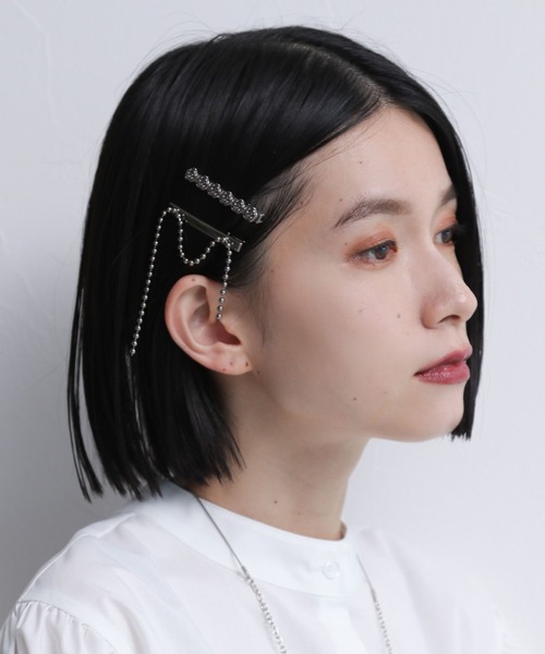 HARE（ハレ）の「2Pミニヘアクリップ(HARE)（ヘアピン・レディース・ブラック/シルバー・FREE）」の4枚目の写真