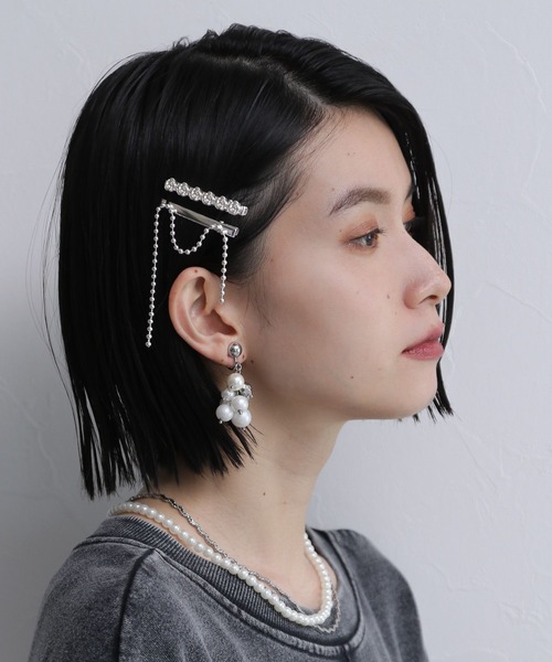 HARE（ハレ）の「2Pミニヘアクリップ(HARE)（ヘアピン・レディース・ブラック/シルバー・FREE）」の6枚目の写真