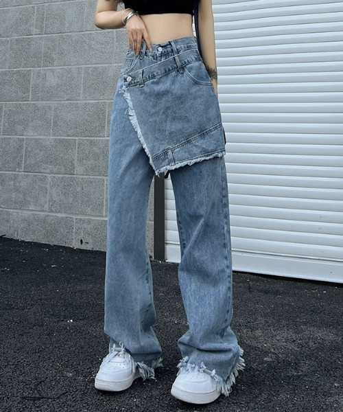 Vipoa(ヴィポア)の「wrap fringe denim pants(デニムパンツ・レディース・ブルー・MEDIUM/LARGE)」の2枚目の写真