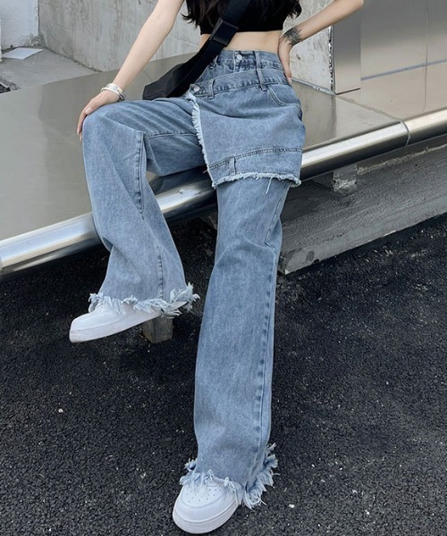 Vipoa(ヴィポア)の「wrap fringe denim pants(デニムパンツ・レディース・ブルー・MEDIUM/LARGE)」の5枚目の写真