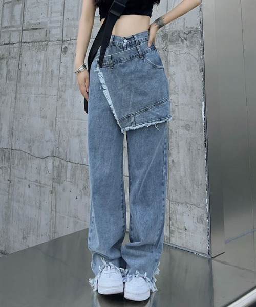 Vipoa(ヴィポア)の「wrap fringe denim pants(デニムパンツ・レディース・ブルー・MEDIUM/LARGE)」の6枚目の写真