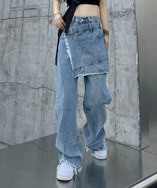 Vipoa(ヴィポア)の「wrap fringe denim pants(デニムパンツ・レディース・ブルー・MEDIUM/LARGE)」の8枚目の写真