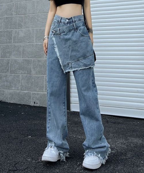 Vipoa(ヴィポア)の「wrap fringe denim pants(デニムパンツ・レディース・ブルー・MEDIUM/LARGE)」の9枚目の写真