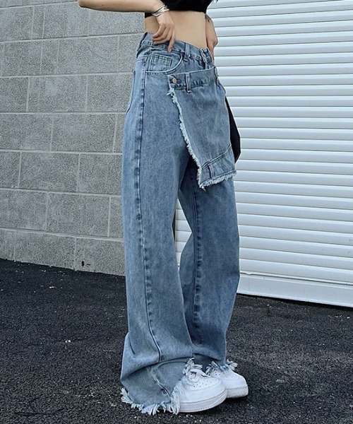 Vipoa(ヴィポア)の「wrap fringe denim pants(デニムパンツ・レディース・ブルー・MEDIUM/LARGE)」の10枚目の写真