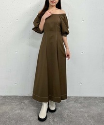 配色STバックレースアップワンピース