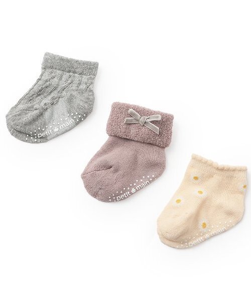 petit main（プティマイン）の「BABY3Pソックス（ベビーシューズ/ベビーソックス・キッズ・ベージュ/ラベンダー/ピンク/ライトブルー・9-11cm/11-13cm）」の2枚目の写真