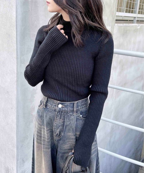 INGNI（イング）の「クロップドリブニット（ニット/セーター・レディース・オフホワイト/ブルー/チャコールグレー/ブラック・M）」の18枚目の写真