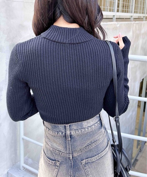 INGNI（イング）の「クロップドリブニット（ニット/セーター・レディース・オフホワイト/ブルー/チャコールグレー/ブラック・M）」の20枚目の写真